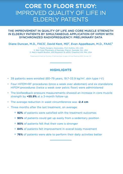 Core to Floor study summary describing improved quality of life and core strength in elderly patients